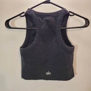 Alo Seamless Delight High Neck Black Sports Bra - Size S